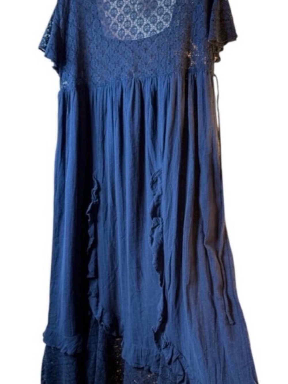 Free People Flowy Romance Navy Lace Maxi Dress Whympsy Ethereal Cottagecore SZ M - Picture 7 of 10